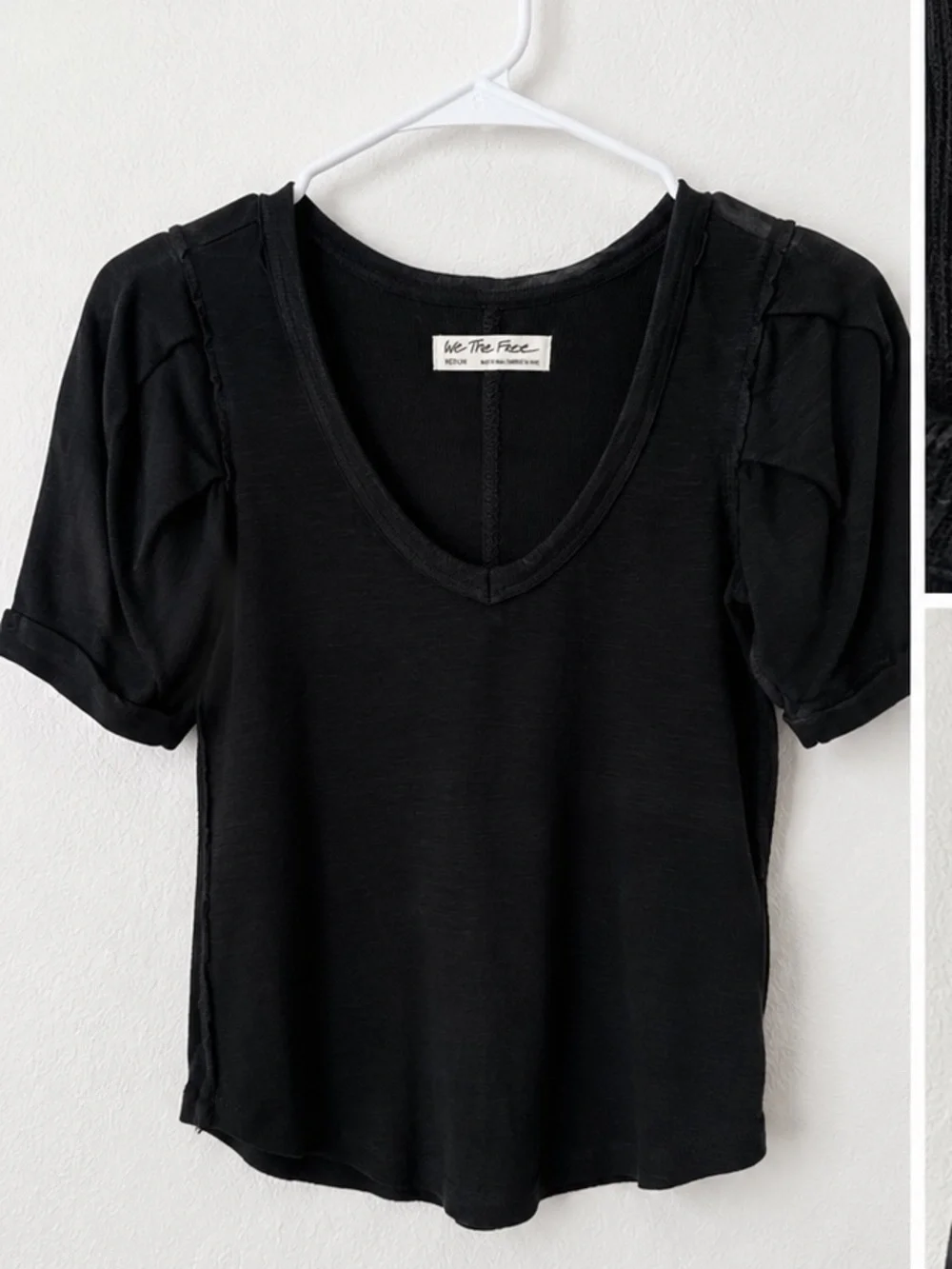 We The Free NWOT Black Scoop Neck Puff Sleeve Tee